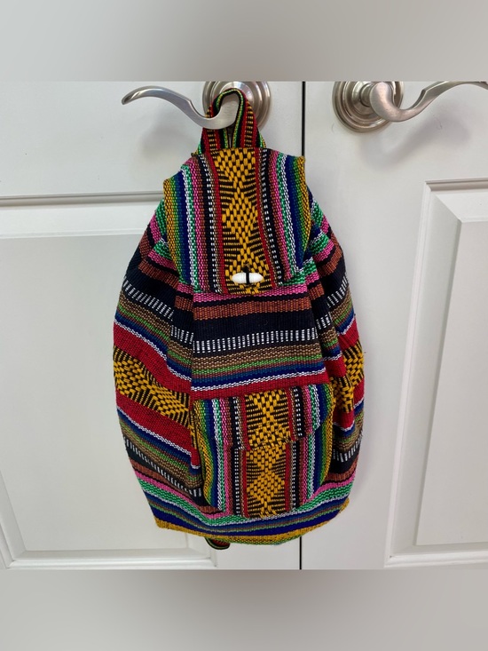 Handbags - NWOT Artesanias Pinzon Mexican Woven Colorful Blanket Bag Backpack Boho Festival